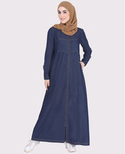 Denim V Neck Zip Opening Jilbab