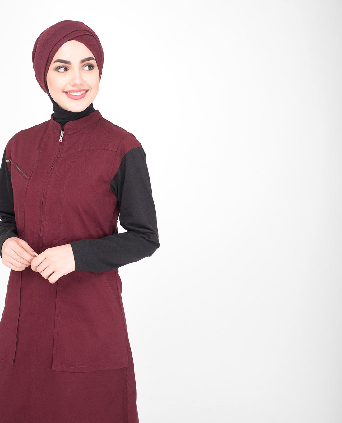 Red & Black Utility Jilbab