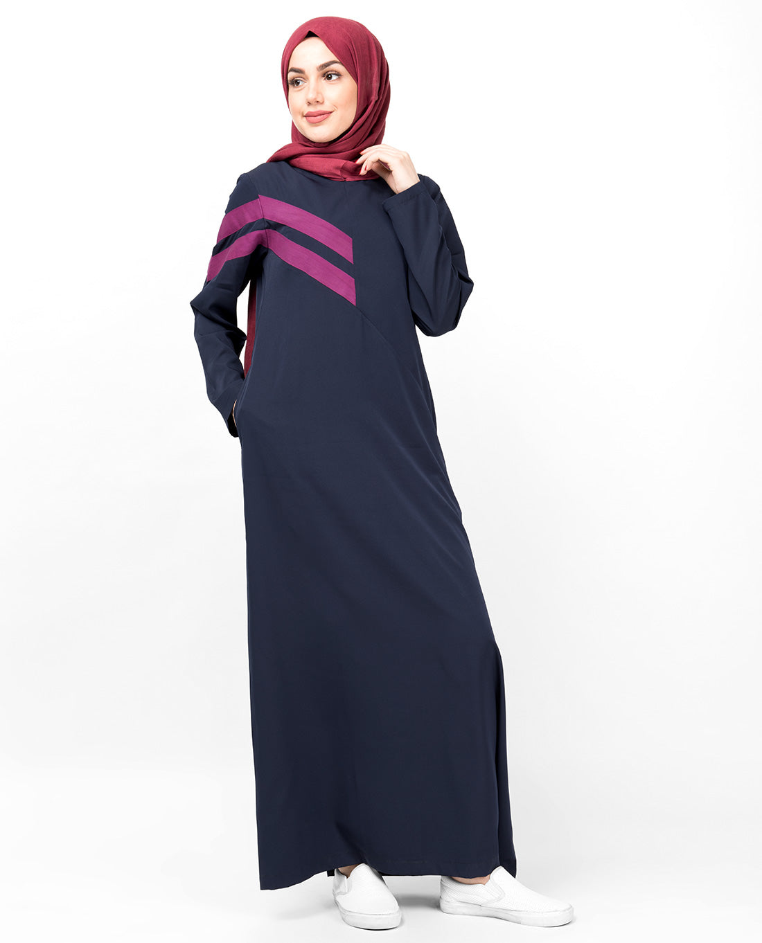 Double Stripe Navy Casual Jilbab