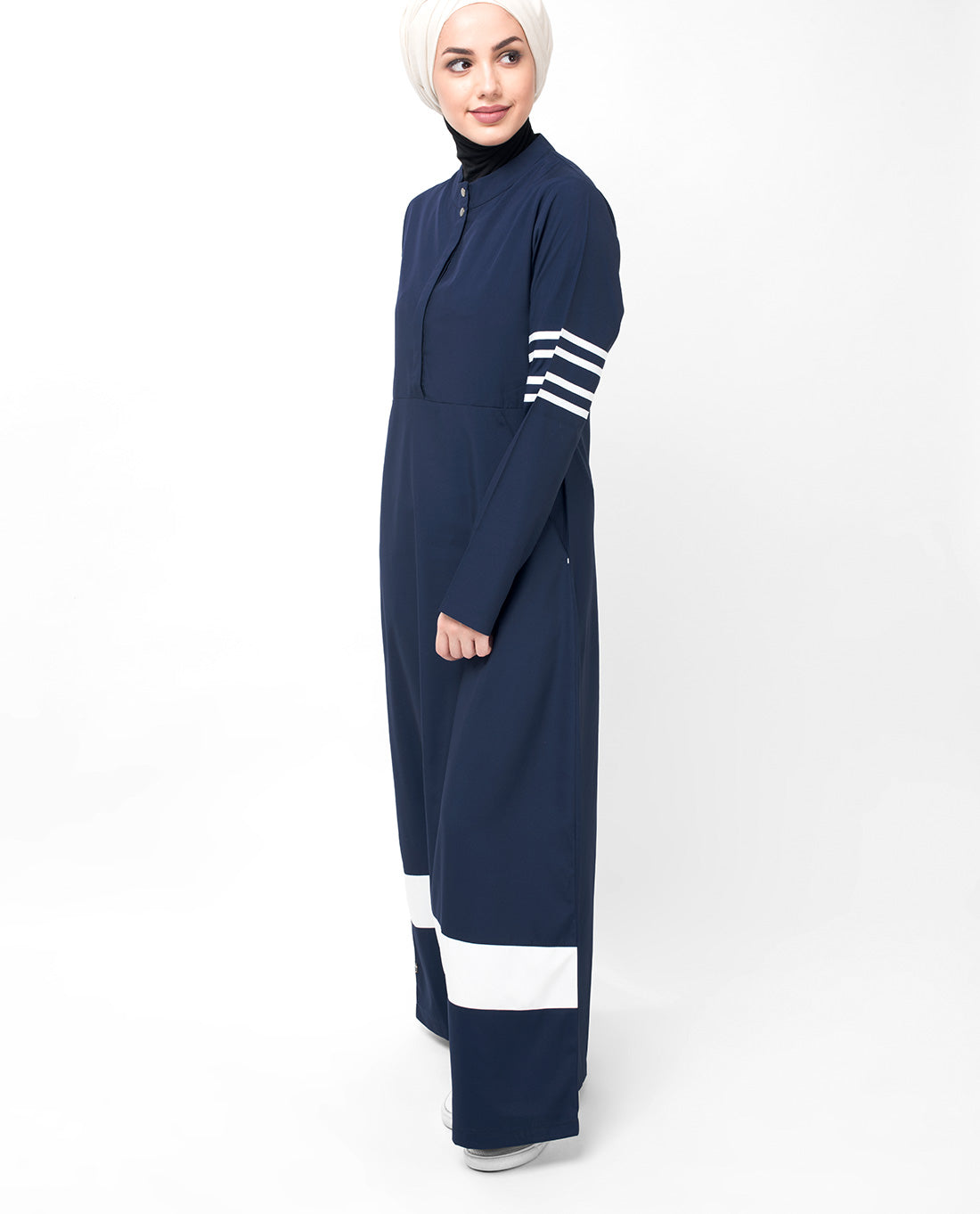 Navy Route Striper Abaya