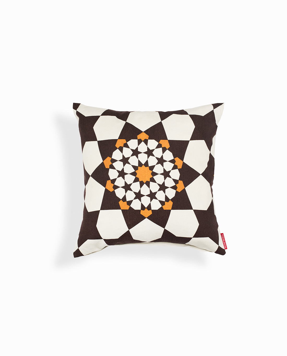 Islamic Geometry Print Cushion Cover - Brown / Gold