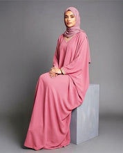 Peach Nida Satin Kaftan Abaya
