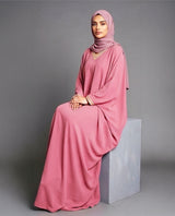 Peach Nida Satin Kaftan Abaya