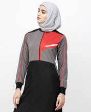 Black And Grey Kangaroo Pocket Jilbab