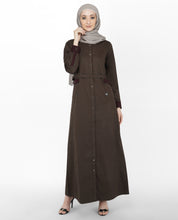 Brown & Maroon Full Front Open Jilbab