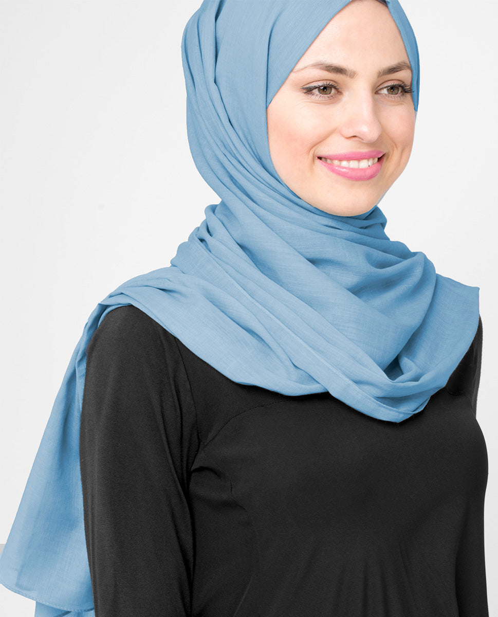 Dusty Blue Cotton Voile Scarf