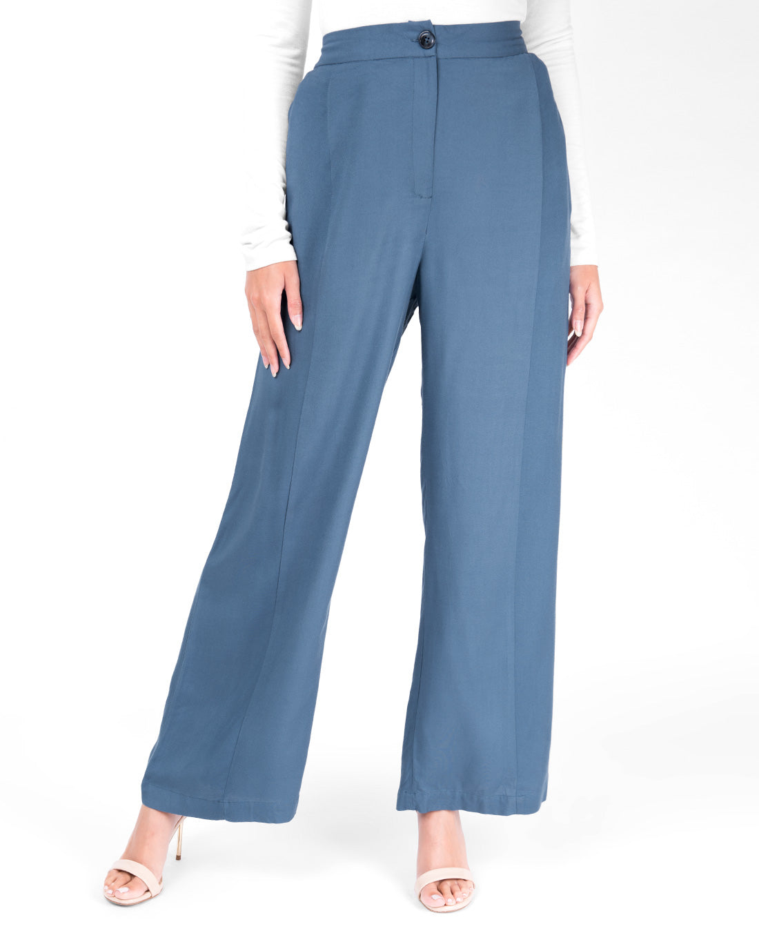 Extendable Waist Blue Palazzo Trouser