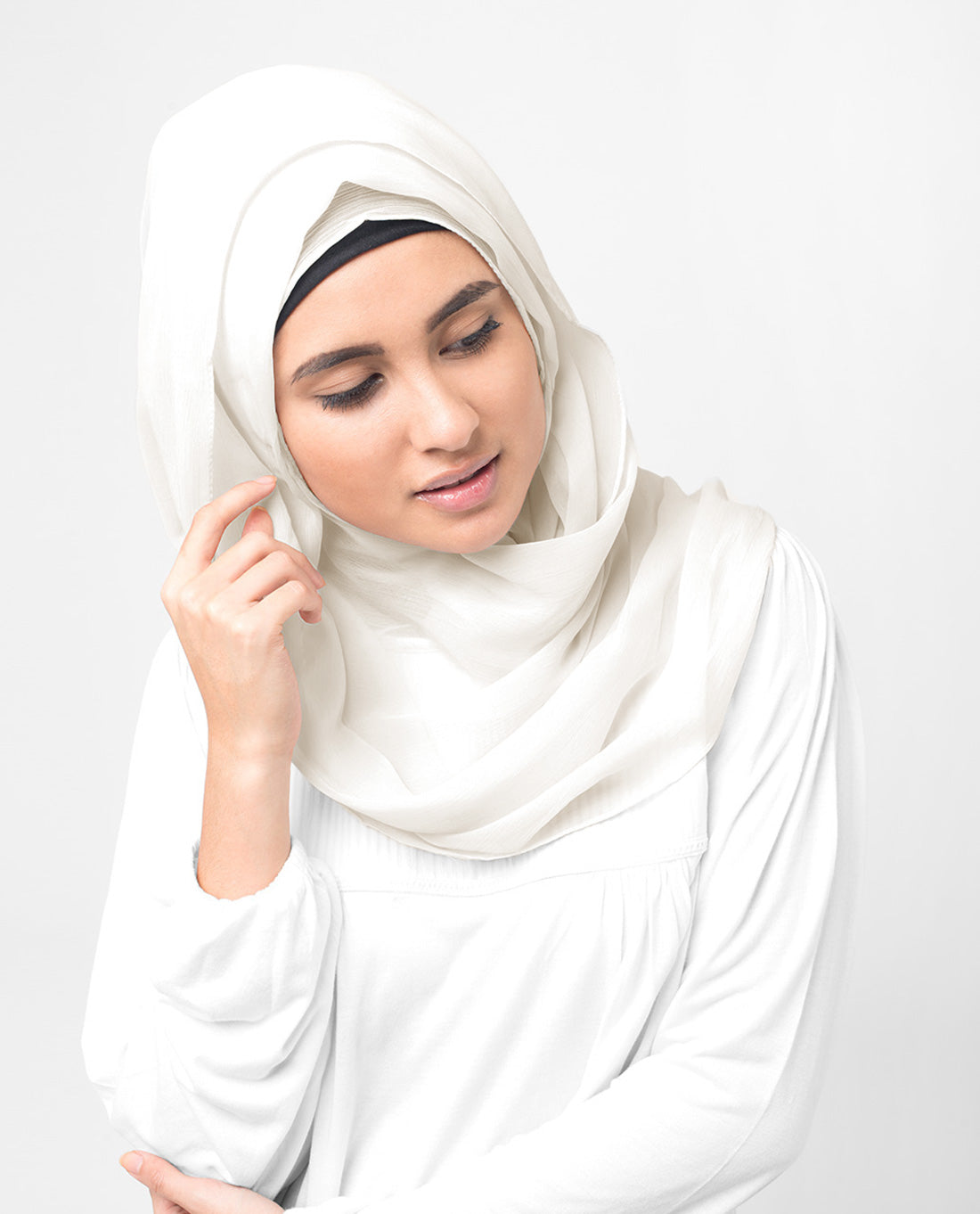 Bright White Poly Chiffon Scarf