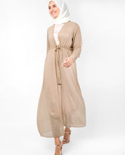 Beige Waist Tie Up Outerwear