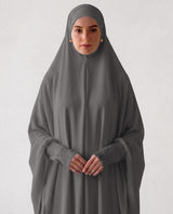 Grey Premium Nylon Lycra Prayer Khimar
