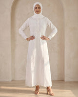 Floral Schiffli Half-Button Abaya