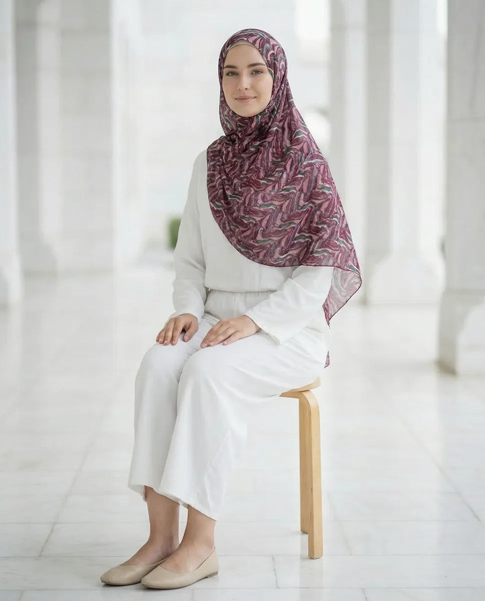 Mauve Flow – Printed Georgette Hijab