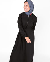 Baseball Collar Drawstring Black Jilbab