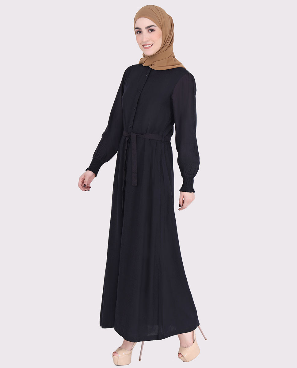 Smart Look Black Belted Jilbab