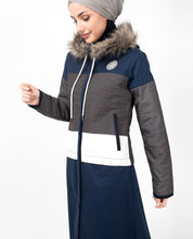 Navy Faux Fur Winter Hooded Jilbab