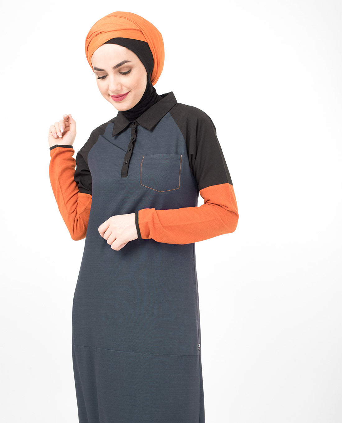 Orange Highlight Pique Jersey Jilbab