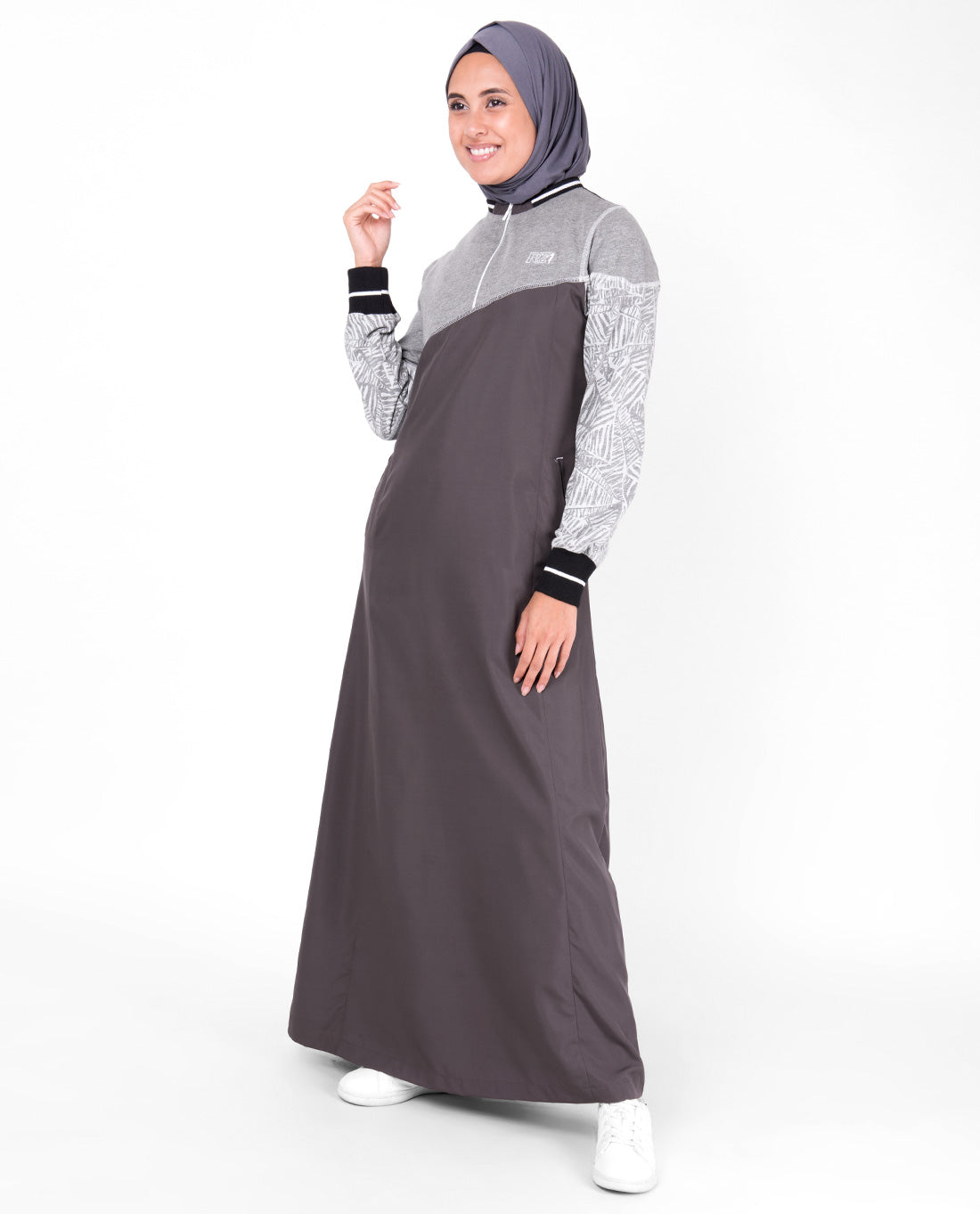 Grey Botanical Print Jilbab