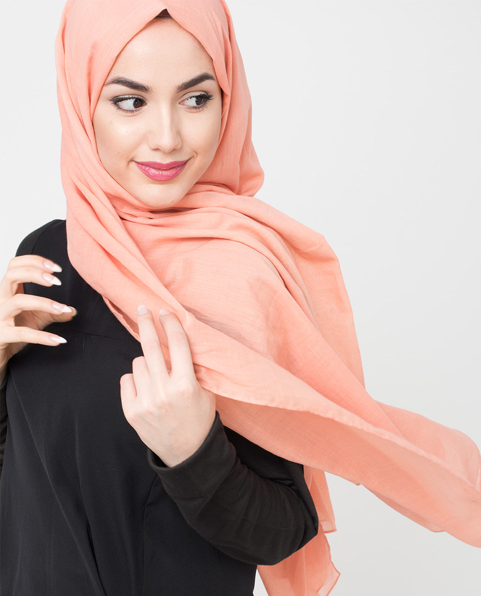 Peach Bud Cotton Voile Scarf