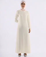 Rayon Full Sleeve Slip Dress - Off White