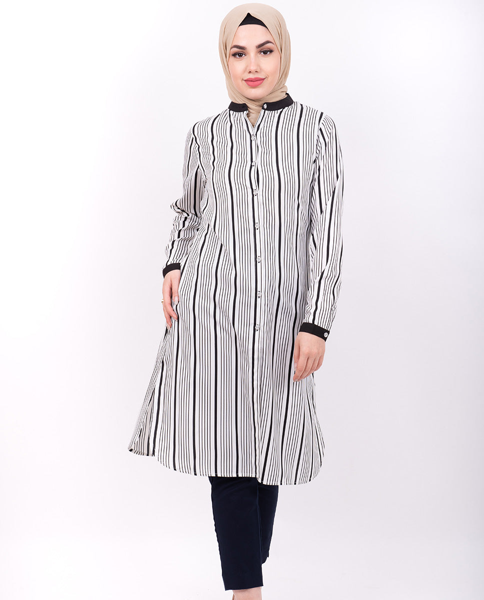 Navy & White Striper Shirt Dress