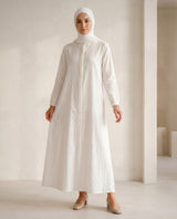 Sacred Journey Concealed Zip White Abaya