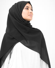 Jet Black Poly Georgette Scarf