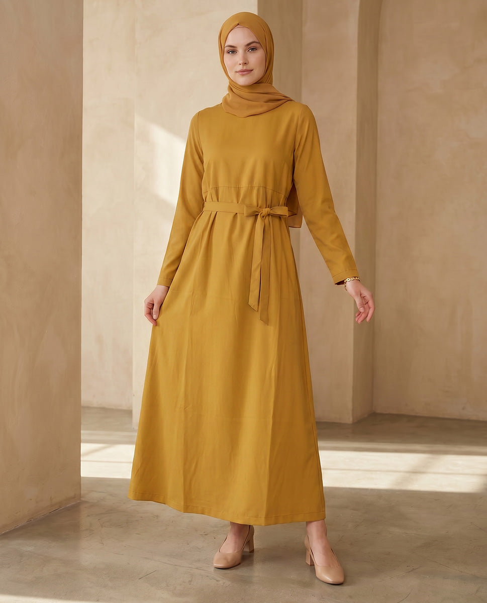 Classic Mustard Elegance Abaya