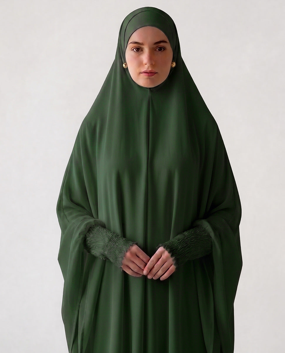 Bottle Green Premium Nylon Lycra Prayer Khimar