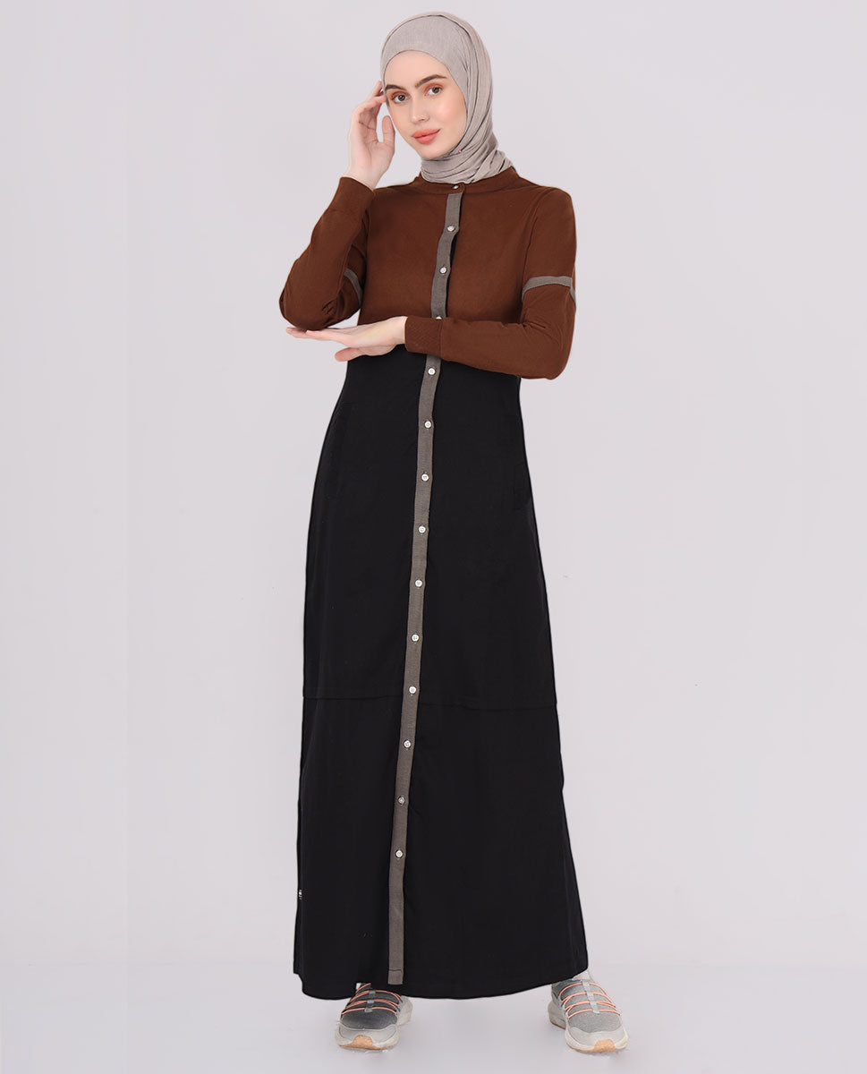 Brown Winter Colour Block Jilbab