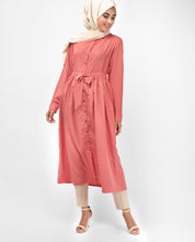 Dusty Rose Gathered Shirt Dress