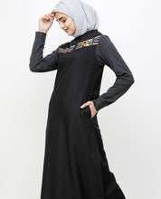 Contrast Sleeve Black Printed Jilbab