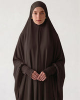 Drak Brown Premium Nylon Lycra Prayer Khimar