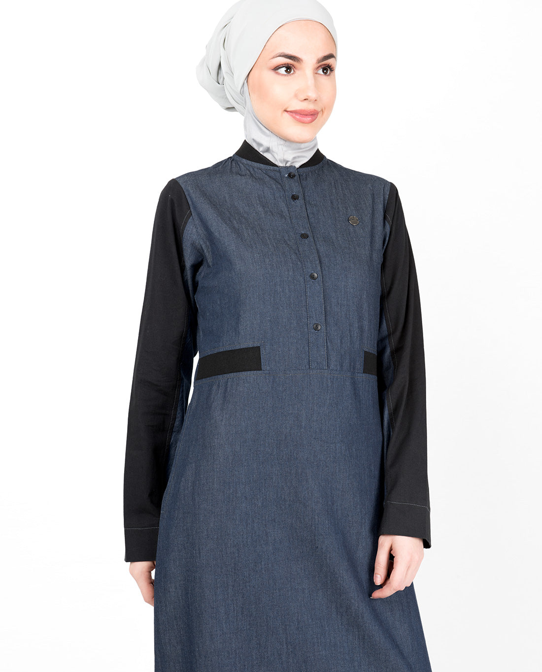 Blue Denim Contrast Sleeve Jilbab