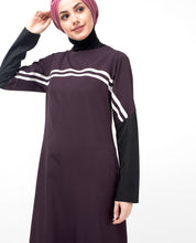 Plum & Black Contrast Sleeve Abaya