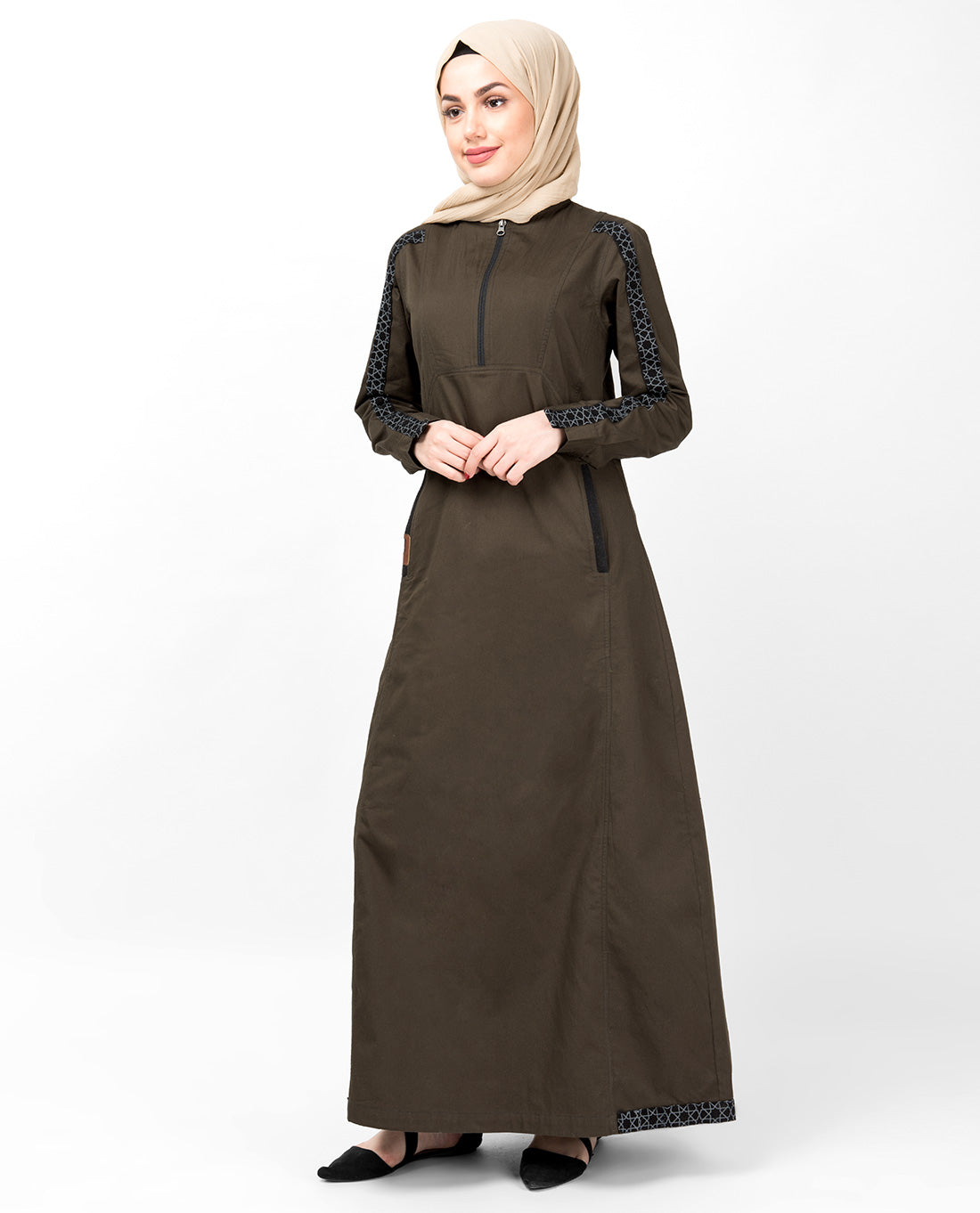 Military Green Geo Print Abaya