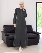 Contrast Piping Full Front Open Jilbab