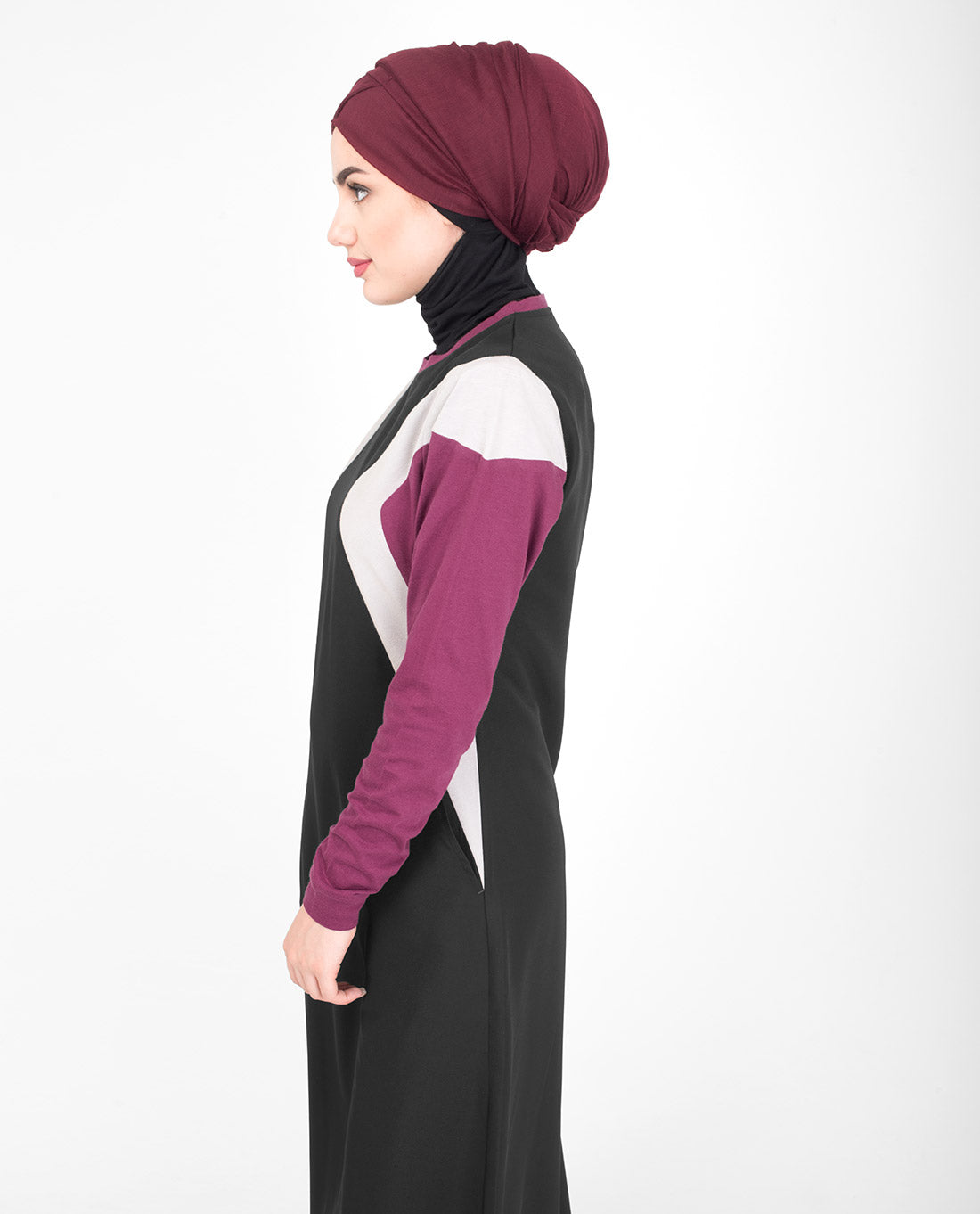 Colour Blocking Jilbab With Curves