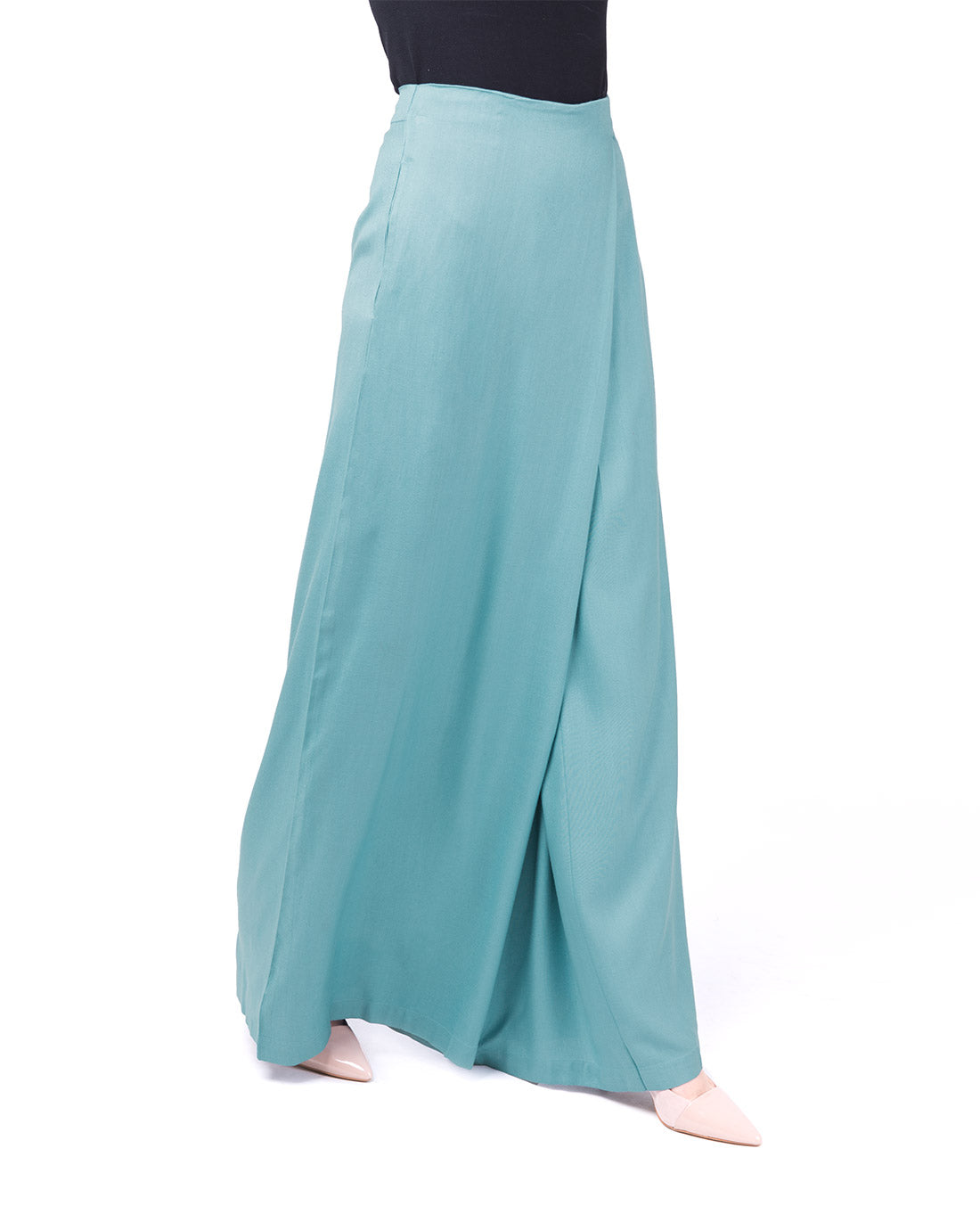 Overlap Wide Leg Smoke Blue Trouser