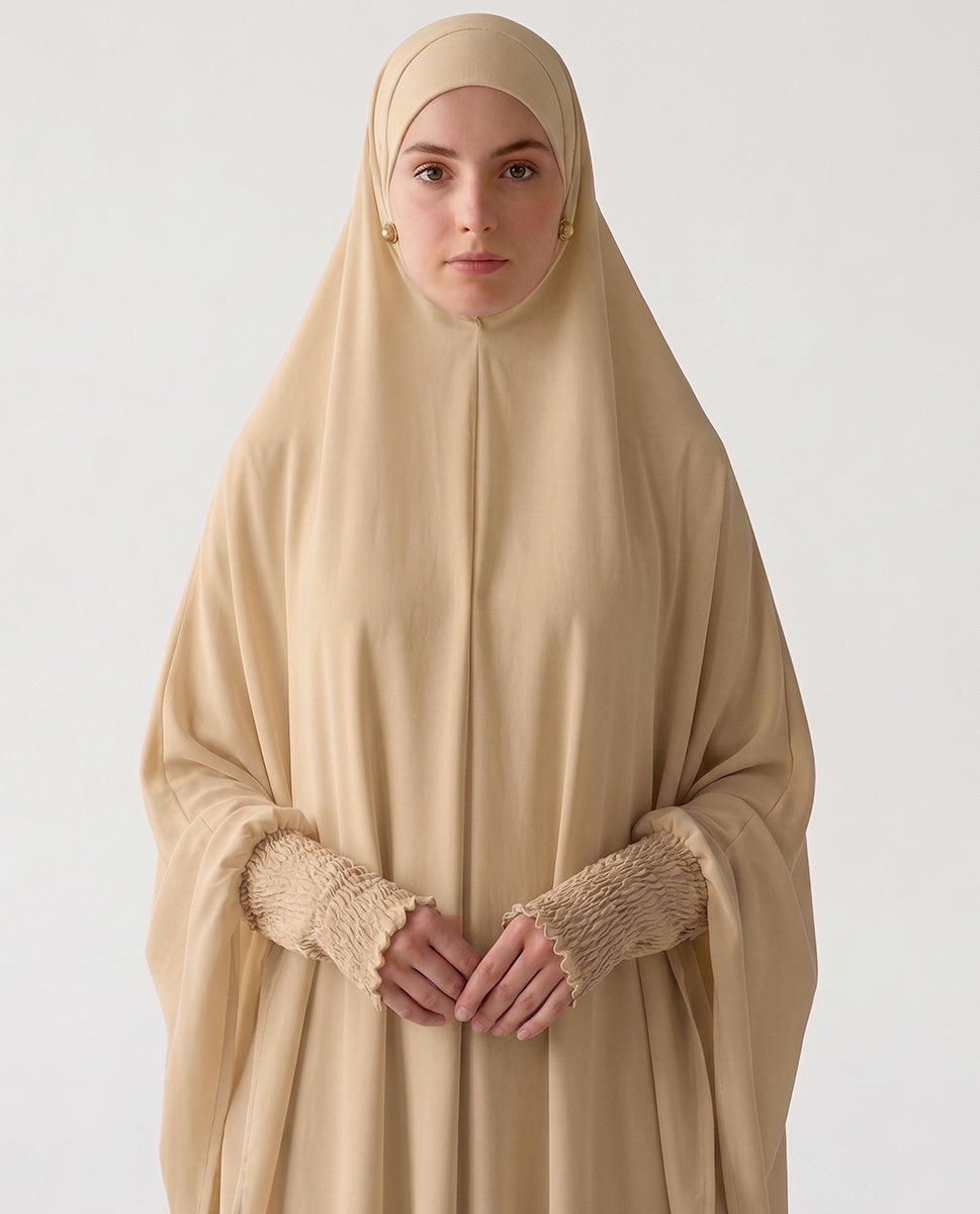 Khaki Premium Nylon Lycra Prayer Khimar