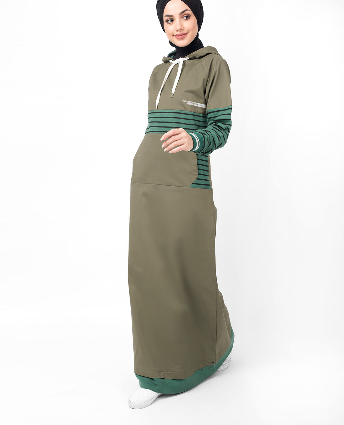 Khaki Casual Hooded Jilbab