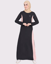 Black and Cherry Pink Contrast Panel Jilbab