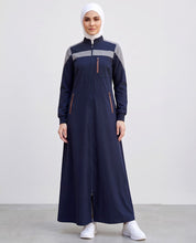 Navy Grey Sporty Contrast Jilbab