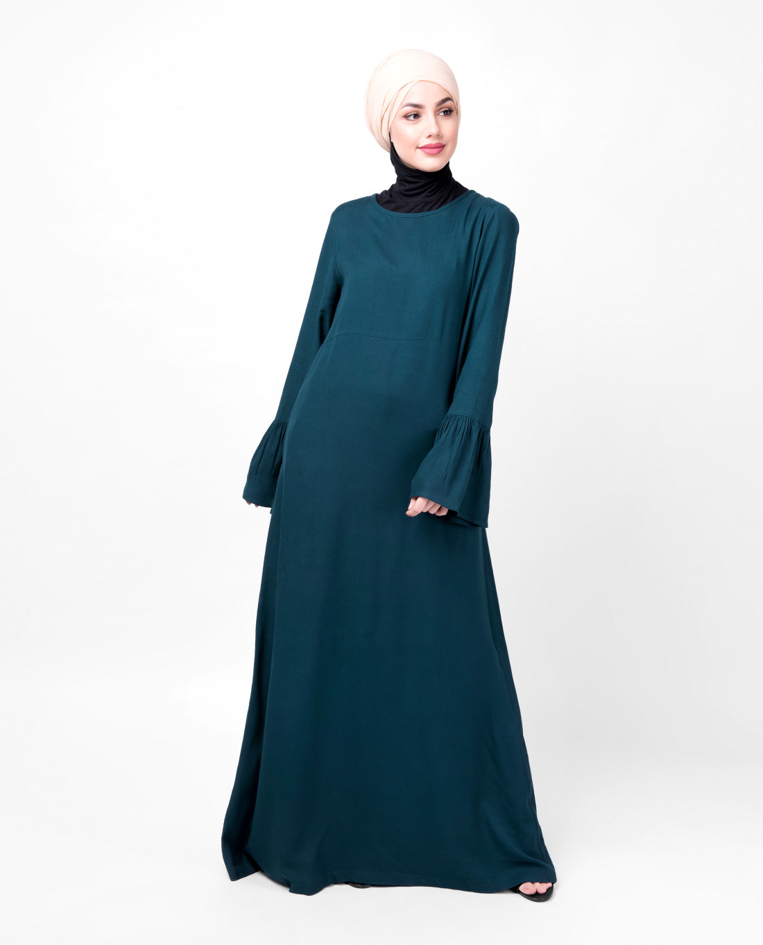 Teal Bell Sleeve Abaya