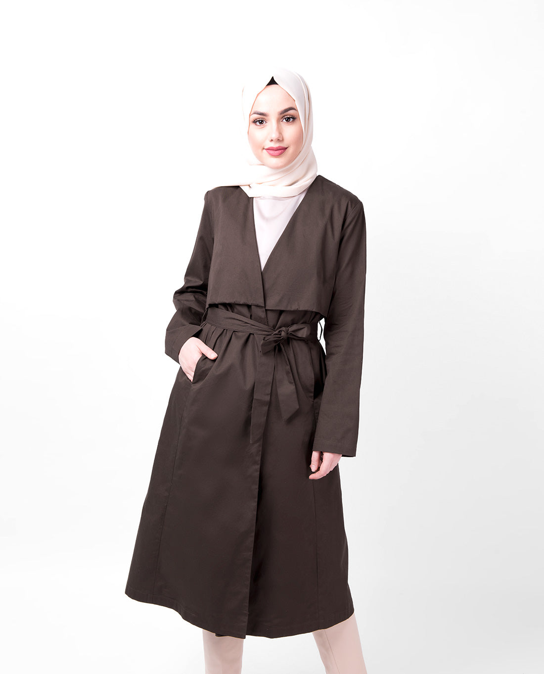 Coffee Wrap Trench Coat