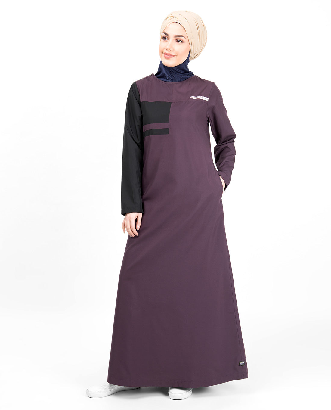 Plum & Black Button Neck Jilbab