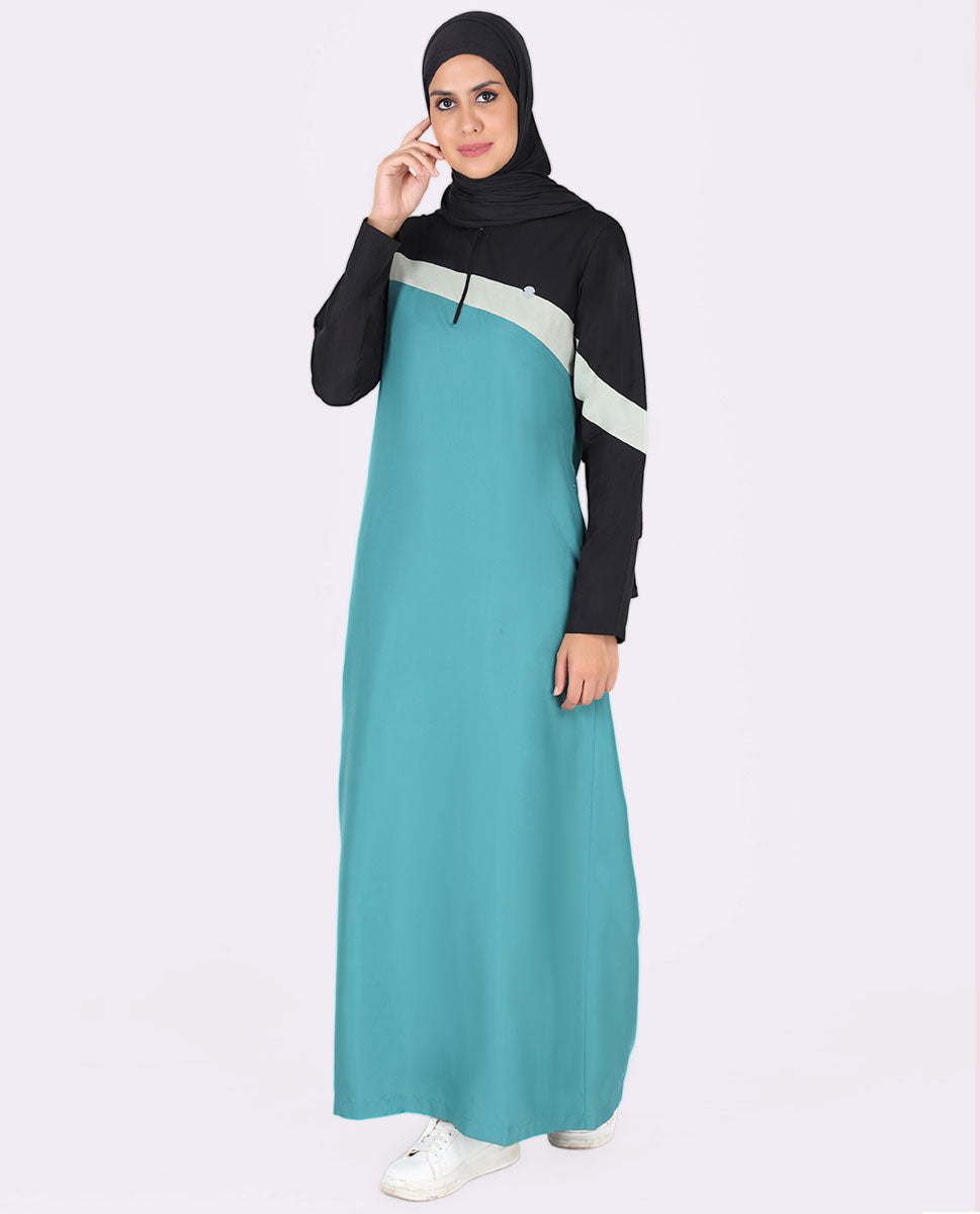 Blue And Black Diagonal Contrast Jilbab