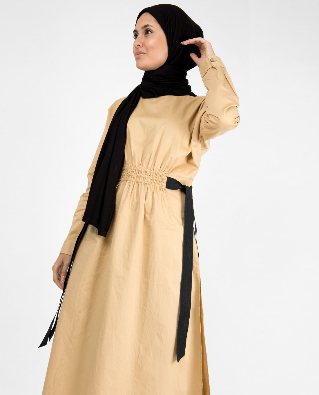 Biscuit Beige Boat Neck Long Top