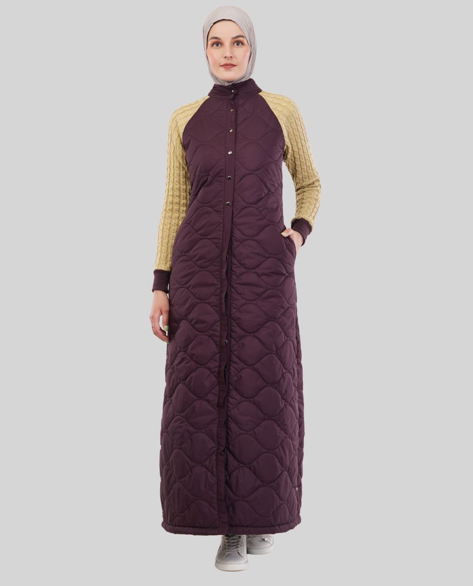 Grape Juice Full Front Open Premium Winter Jilbab