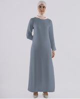 Rayon Full Sleeve Slip Dress - Dusty Blue