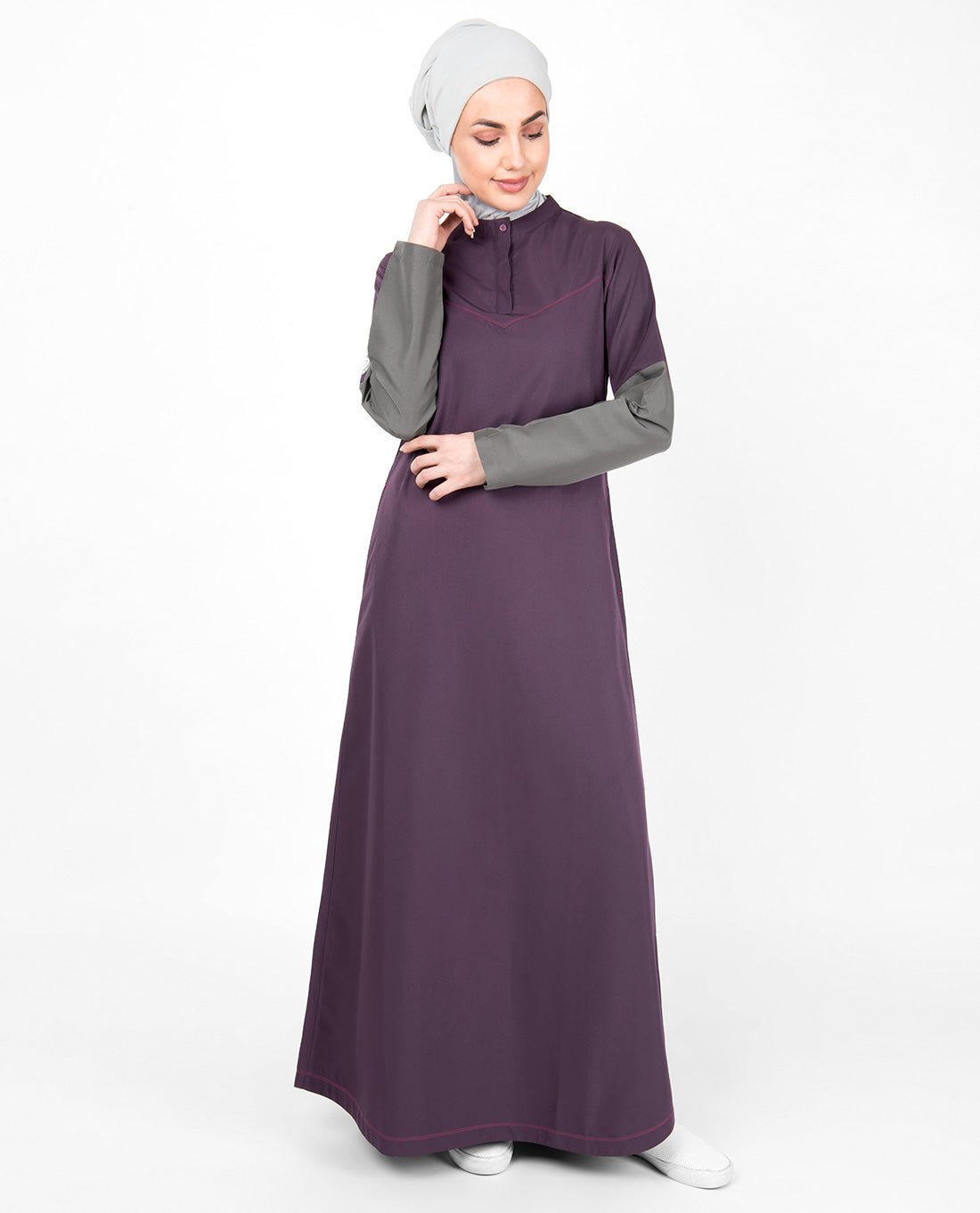 Purple Contrast Sleeve Jilbab